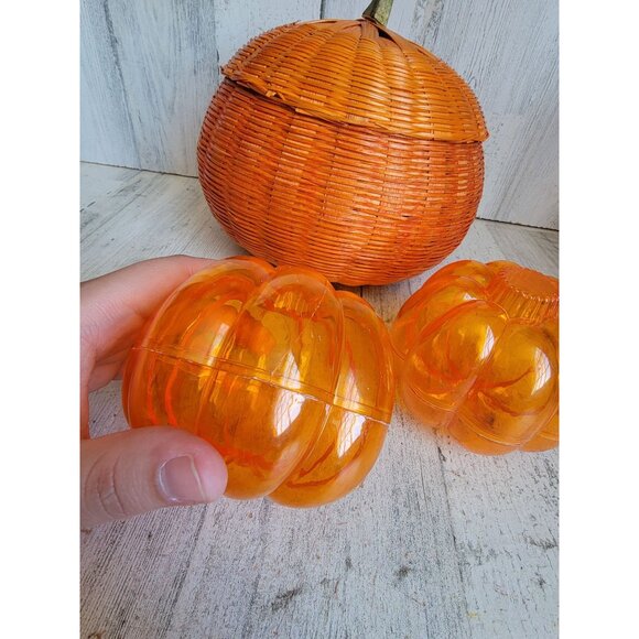 Pumpkin container set wicker basket Halloween home decor set - Picture 5 of 11